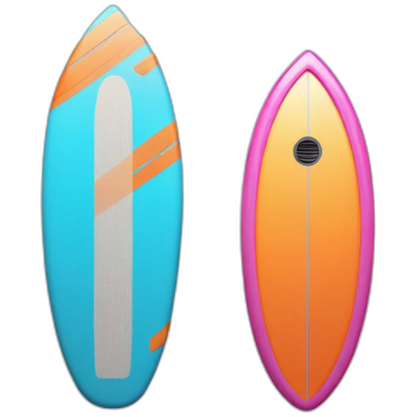 surf board Cartoon Blue and orange smiling and a microphone Cartoon Blue and pink  emoji