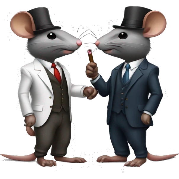 2 rats in mafia suits with cigars shaking hands after a business deal  emoji