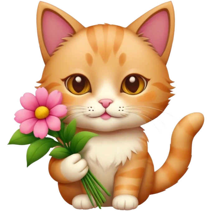 cat holding flowers emoji