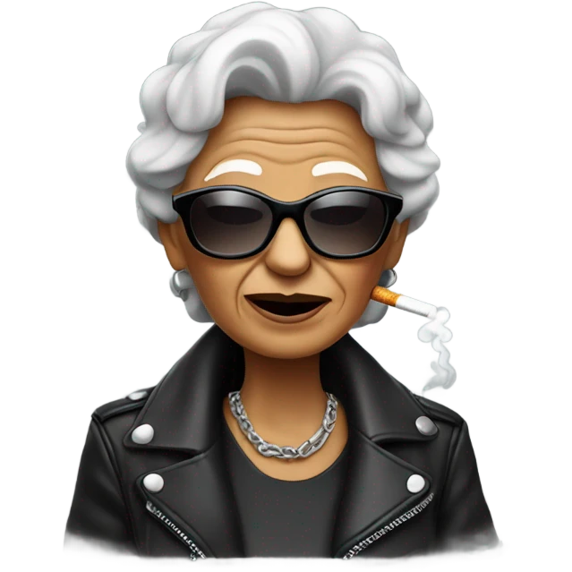 Cool grandma smoking cigarettes emoji