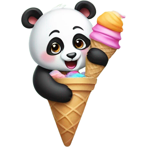 Panda eating ice cream emoji