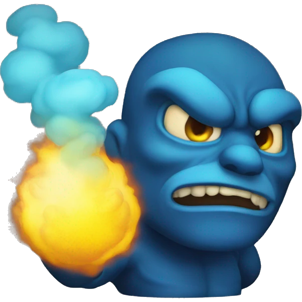 Demonio azul soltando humo emoji