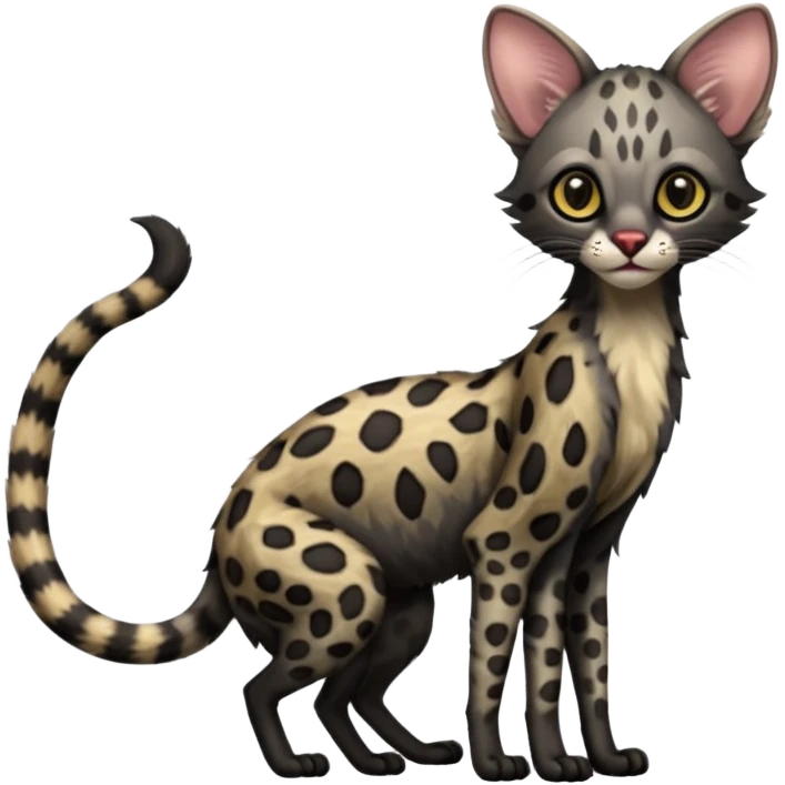Margay-Lykoi-Genet-fusion-hybrid-animal-creature, full body emoji