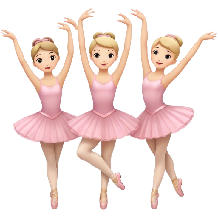 3 Ballerinas twirling with their arms up in the air. emoji
