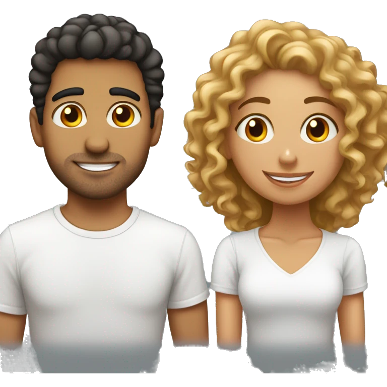 Hispanic guy with straight hair in love with hispanic girl with curly hair emoji