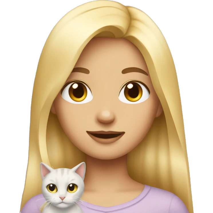 A girl with blond hair and two cats emoji