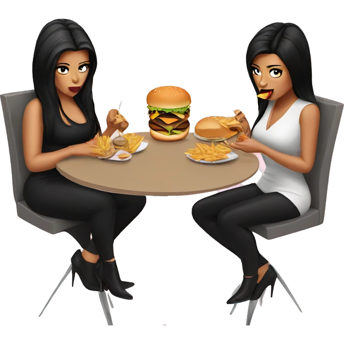 Kardashians eating burger emoji