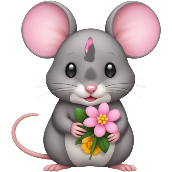 une petite souris avec une fleur emoji