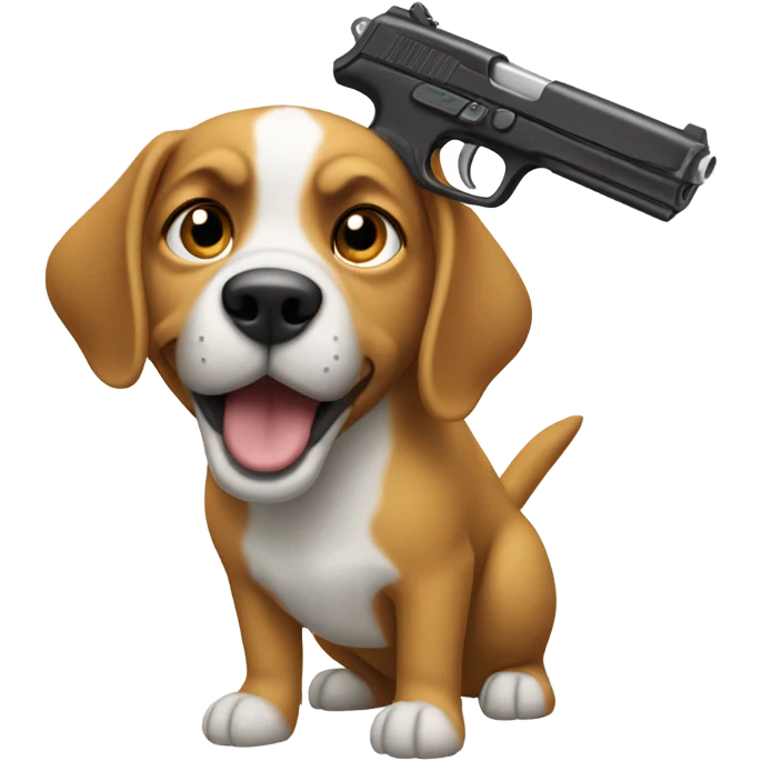 Dog pointing fake gun his owner emoji