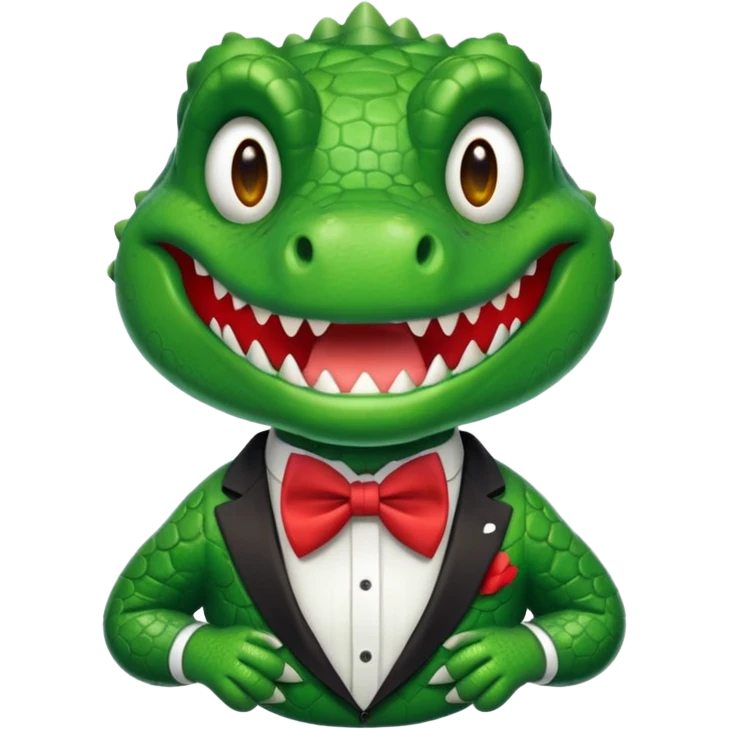 cute crocodile, bow tie emoji