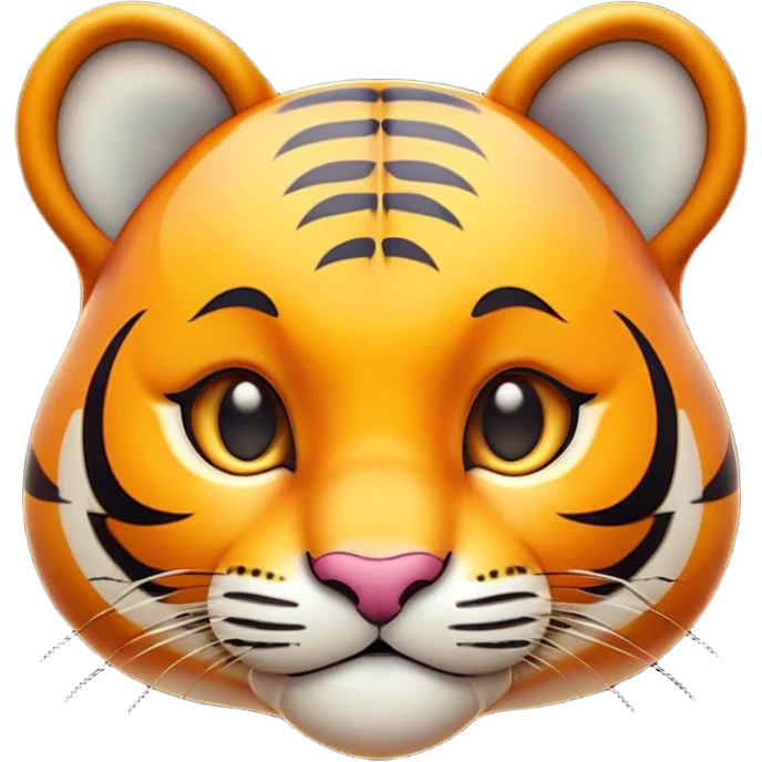 Cinematic Cute Tiger Portrait Emoji, Head tilted playfully and inquisitively, with a sleek, graceful form accented by vivid stripes and round, sparkling eyes filled with charm, Simplified yet irresistibly adorable features, highly detailed, glowing with a warm, inviting wild glow, high shine, affectionate and lively, stylized with a touch of whimsical feline grace, soft glowing outline, capturing the essence of a mischievous yet loving tiger that seems as if it could leap out of the screen into your arms! emoji