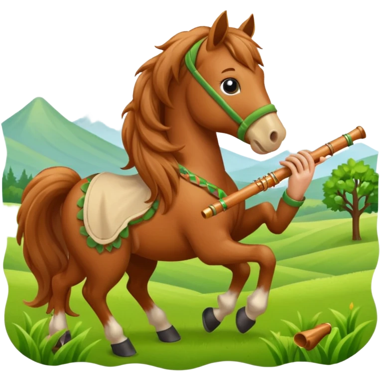 Horse playing the flute emoji