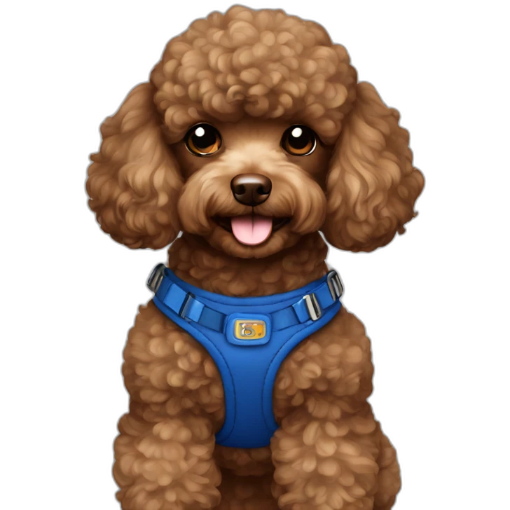 Brown-Toy-poodle-with-dark-blue-harness emoji
