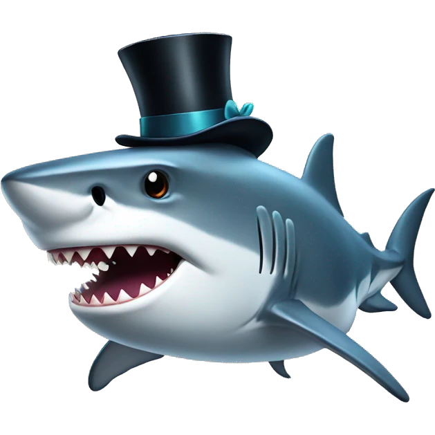 Shark with a top hat emoji