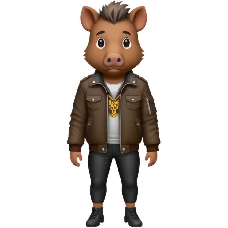 wild boar, punk hair, full body, stading, jacket emoji