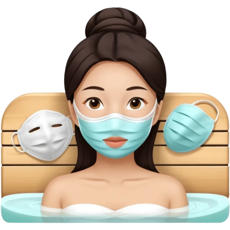 Lady with face mask spa beauty full face relaxing emoji