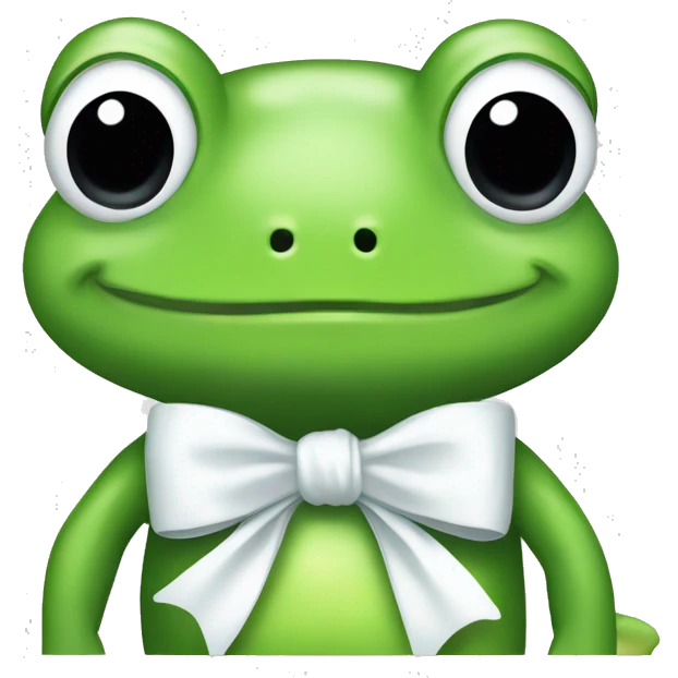 cute green frog white bow  emoji
