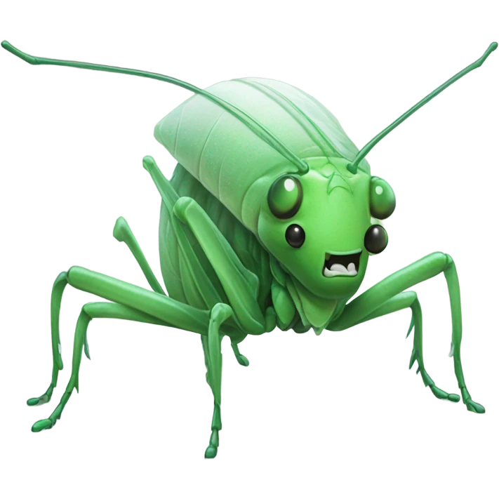 A green cricket and a white ghost emoji