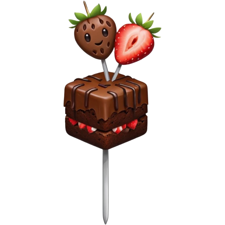 brownies and strawberries on a skewer emoji