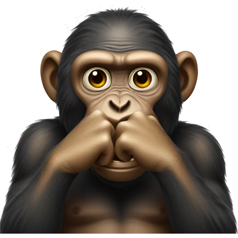 Ape emoji that is holding his hands in front of his mouth emoji