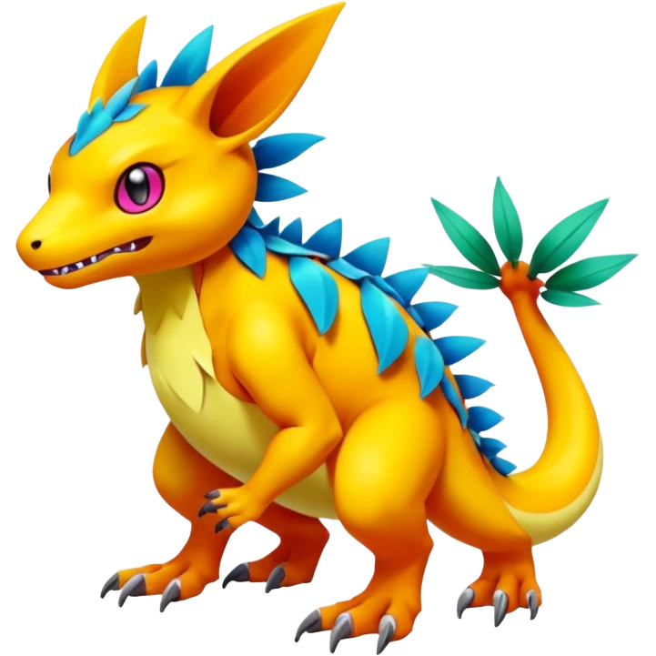 Colorful Exotic Pokémon-Digimon-Fakémon-hybrid-creature (full body) emoji