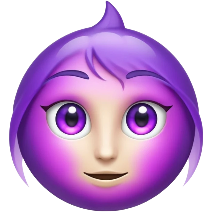 Un emoji mystérieux avec une aura magique violette et des yeux brillants. emoji