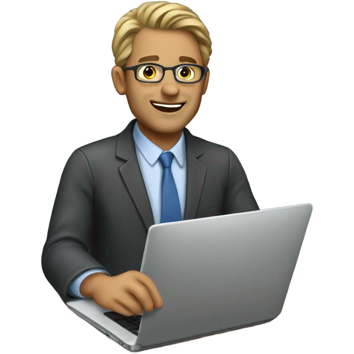 an English teacher with a lap top emoji
