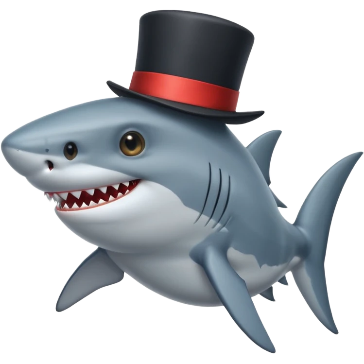 Shark with a top hat emoji