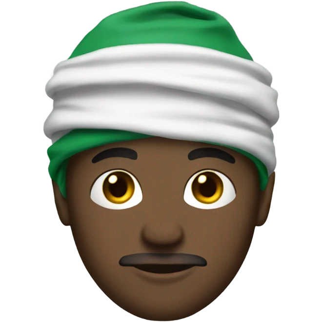White dude with tattoos wearing green scarf on head  emoji