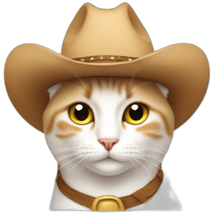 white cat wearing a cowboy hat emoji