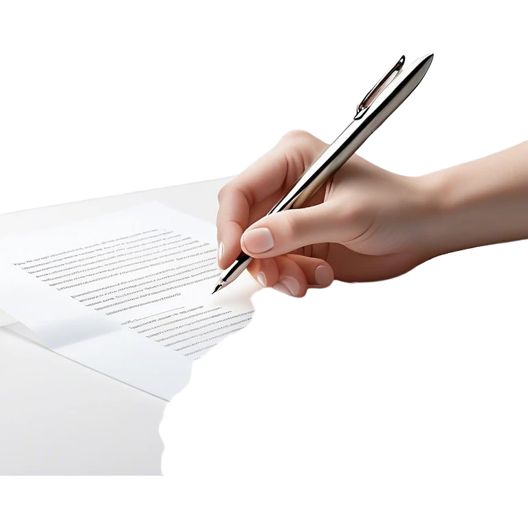A glowing, slightly transparent hand—representing the future self—emerges from a piece of paper, offering a pen to the present self. The present self’s hand, solid and real, reaches out to take it, symbolizing the moment of choosing action over procrastination, guided by the future self’s wisdom. emoji