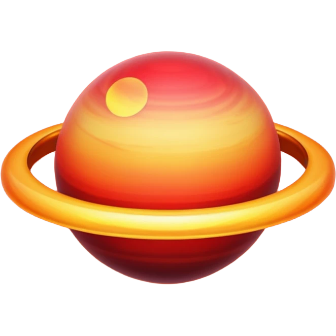 gradient planet planet with ring, glowing, red emoji