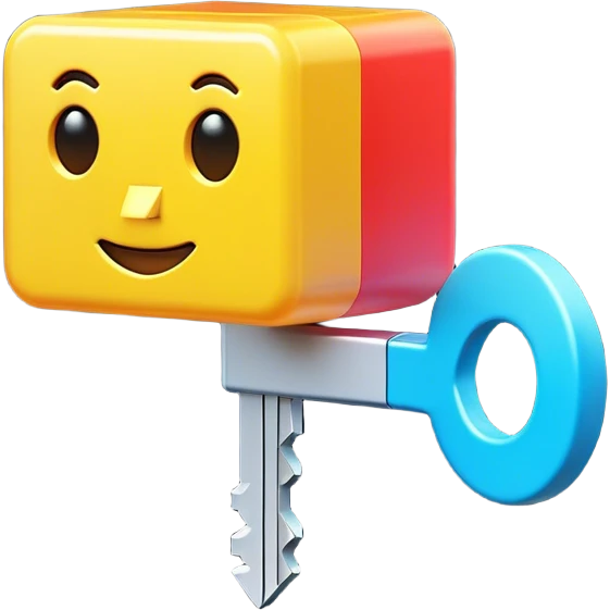 Clash of Clans aesthetic: Cinematic Playful Pixel 3D Key Portrait Emoji, rendered in a 3D vector-style similar to standard emojis with minimal shading and bold, simplified shapes. A compact, distinct form with signature details, softly glowing with a pixelated adventure charm. Simplified yet unmistakably iconic, highly detailed and consistent, glowing with a soft radiance and high shine. Stylized with a touch of classic pixel-art charm and a soft glowing outline, capturing the essence of a beloved gaming relic with a friendly, playful manner! emoji