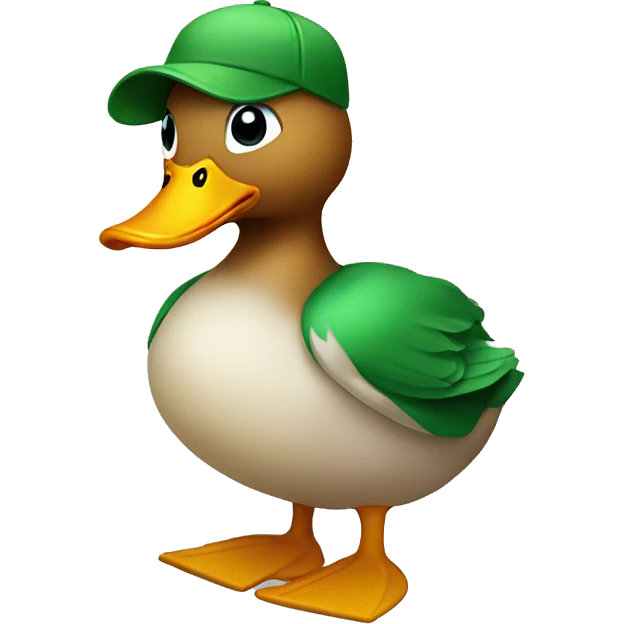 Duck dressed with a green cap  emoji