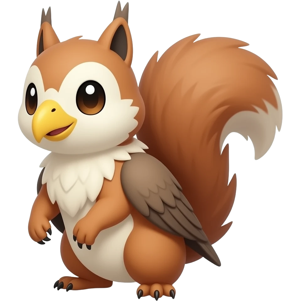 Cute squirrel-sparrow-Fakemon-gryphon-hybrid-creature emoji