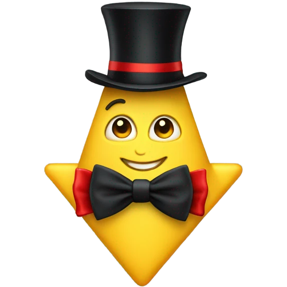 yellow triangle with a top hat and bow tie  emoji