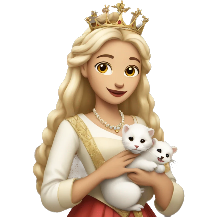 Queen holding a pet white ferret emoji