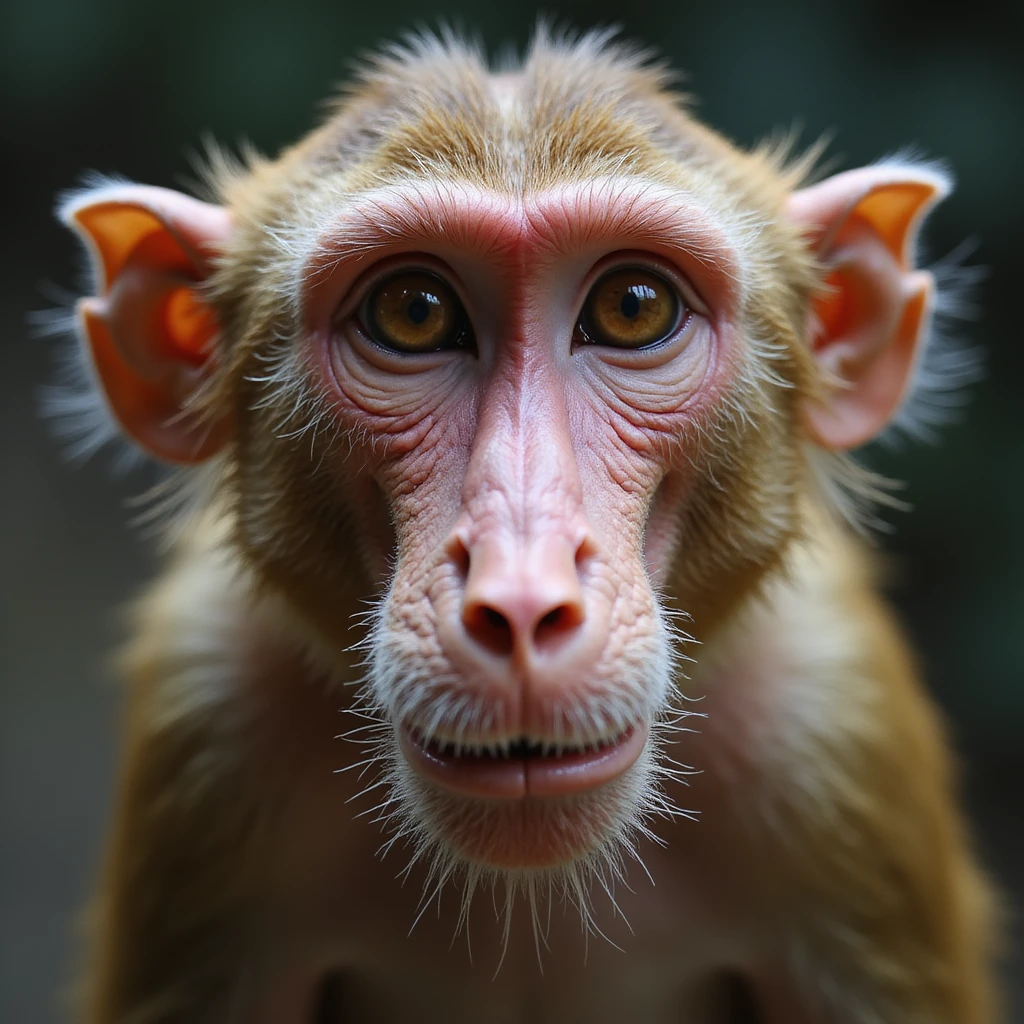 proboscis monkey face, realistic, close-up emoji