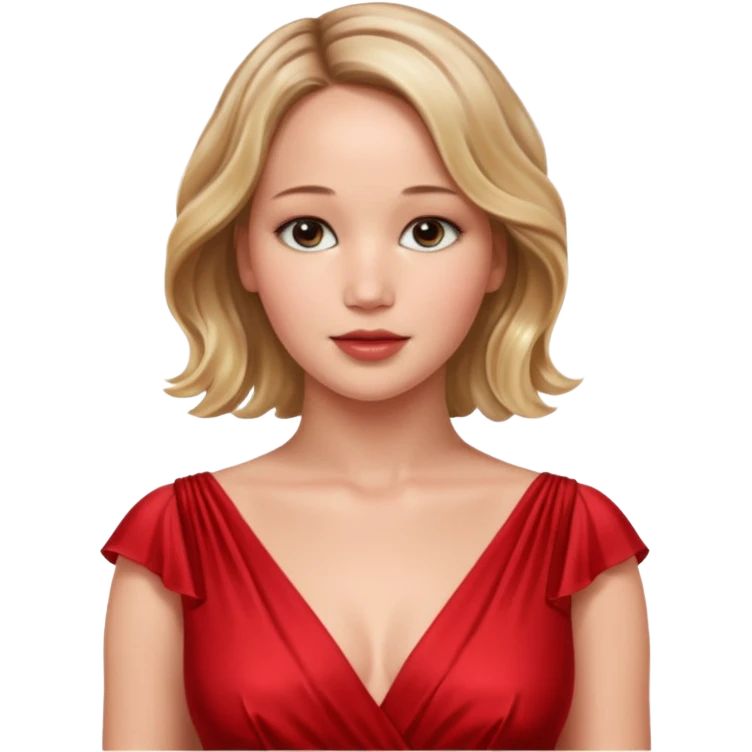 Jennifer Lawrence, in a red dress emoji