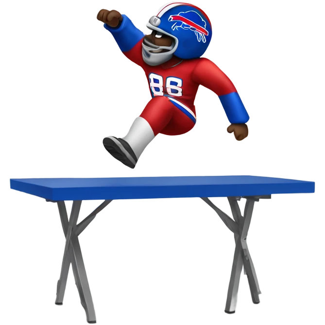 Buffalo bills fan jumping on a folding table emoji