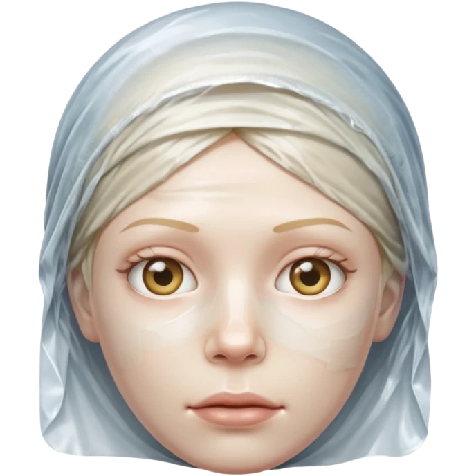 Human head wrapped in plastic wrap emoji