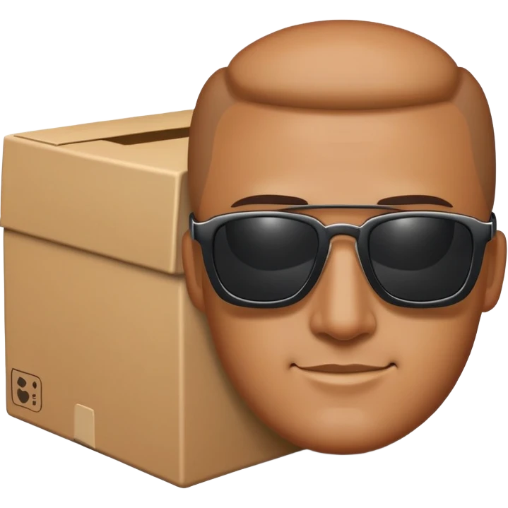 Box man with sunglasses emoji