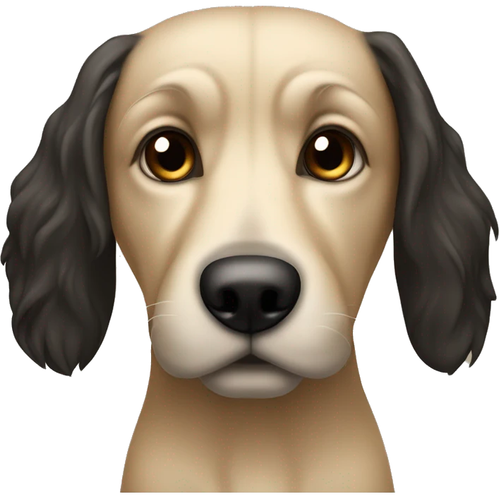 En beige hund med ett svart koppel  emoji
