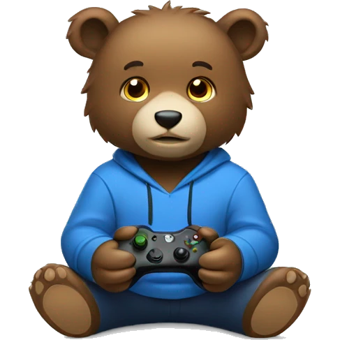 Cub bear playing Xbox emoji