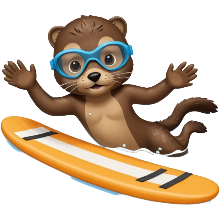 A sleek otter swimmer wearing goggles, splashing through the pool with tiny floating kickboard. emoji