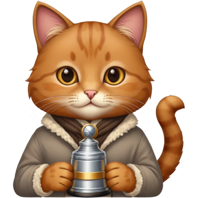 Cute Brown cat, Autumn style, has a Stanley Cup  emoji