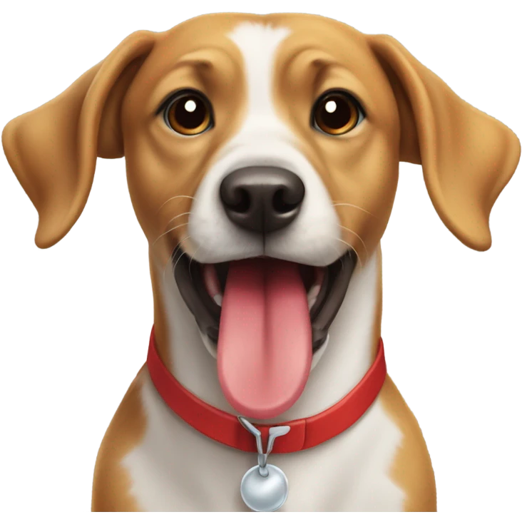 Dog with tongue out at Christmas emoji