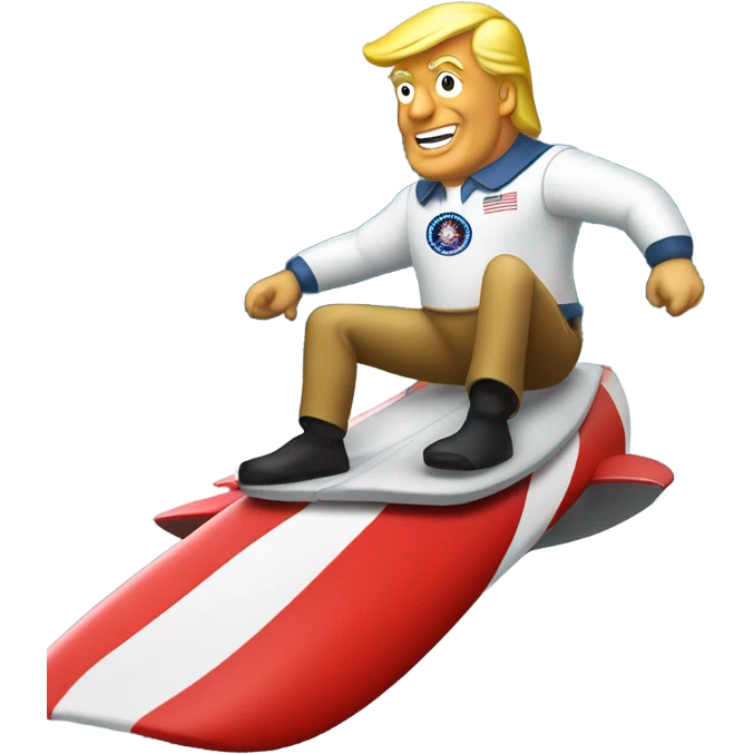 Donald j trump surfing on a rocket emoji