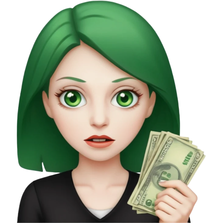 Crazed looked woman who wants to spend money emoji