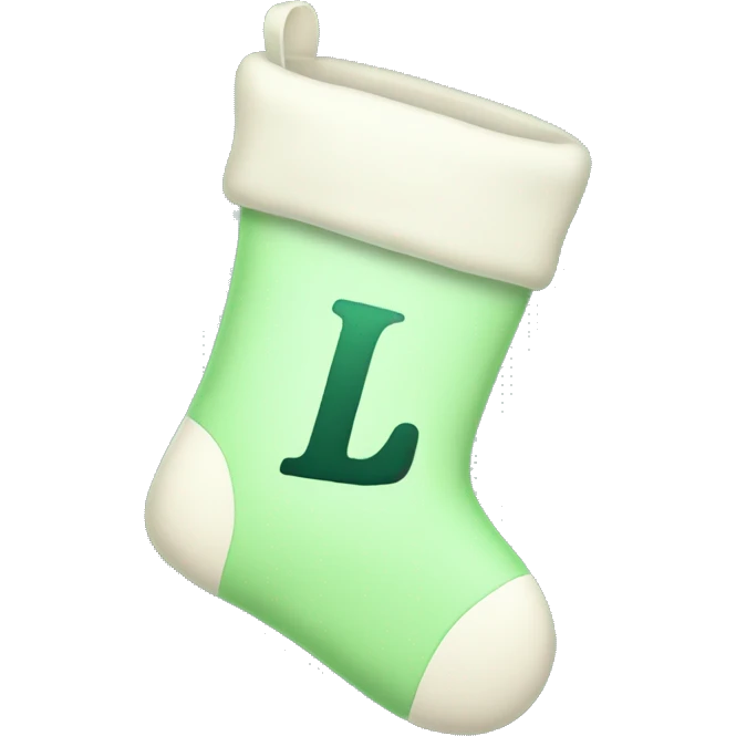 pastel green christmas stocking with letter L emoji